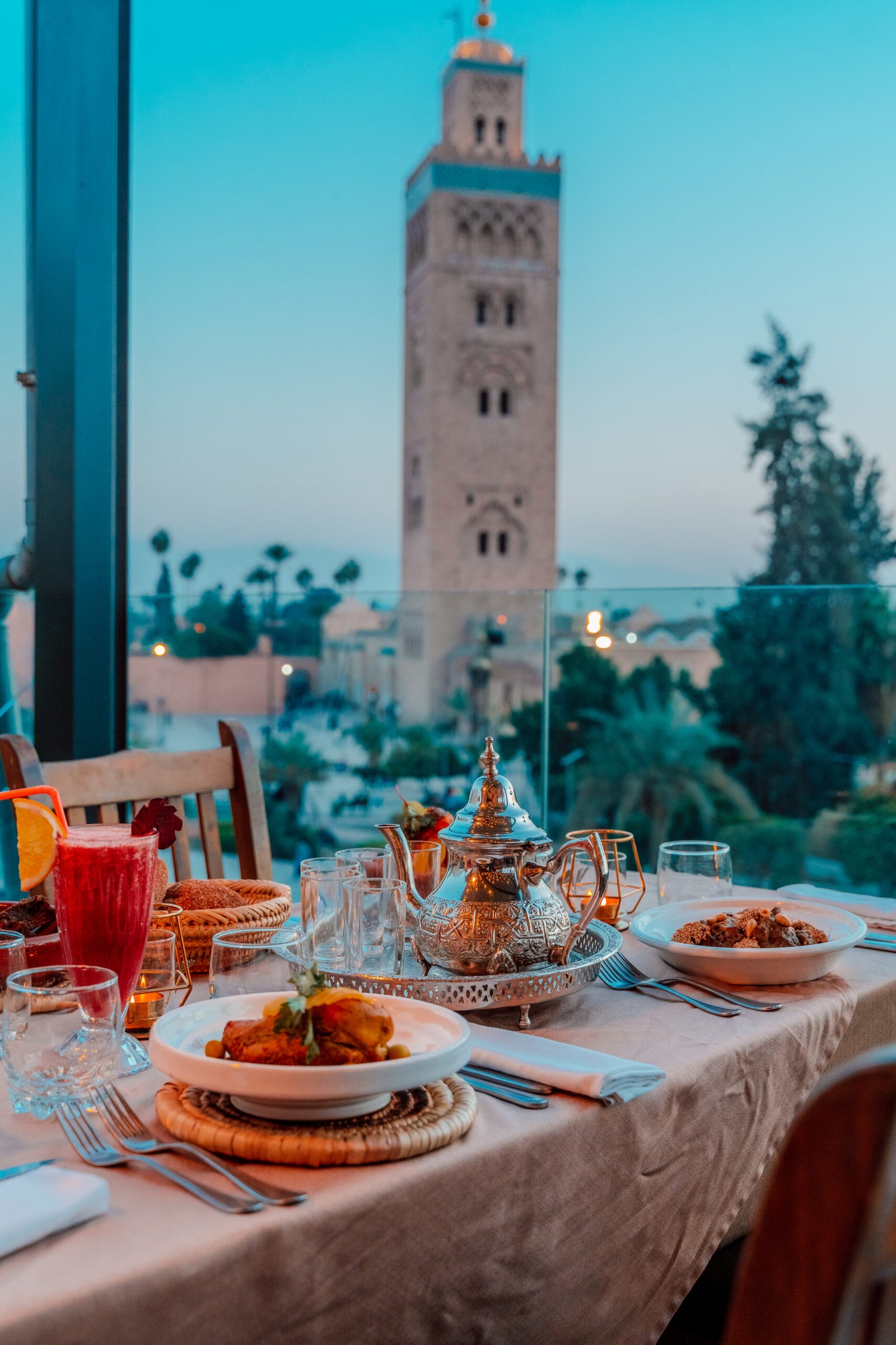 Moroccan-cuisine-and-sunset-dining-experience-on-rooftop-Koutoubia